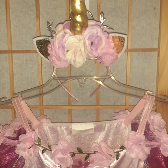 TEETOT & CO UNICORN FAIRY HALLOWEEN COSTUME DRESS UP FLOWER DRESS-GIRLS SIZE 5-6 - Picture 3 of 4